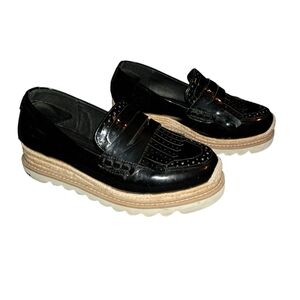 torrid Black Patent Fringe Espadrille Platform Loafers